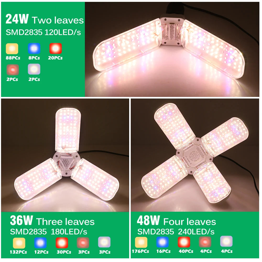 E27 Full Spectrum LED Grow Light Sunshine Phyto Lamp for Indoor Plants Seeding Greenhouse Tent