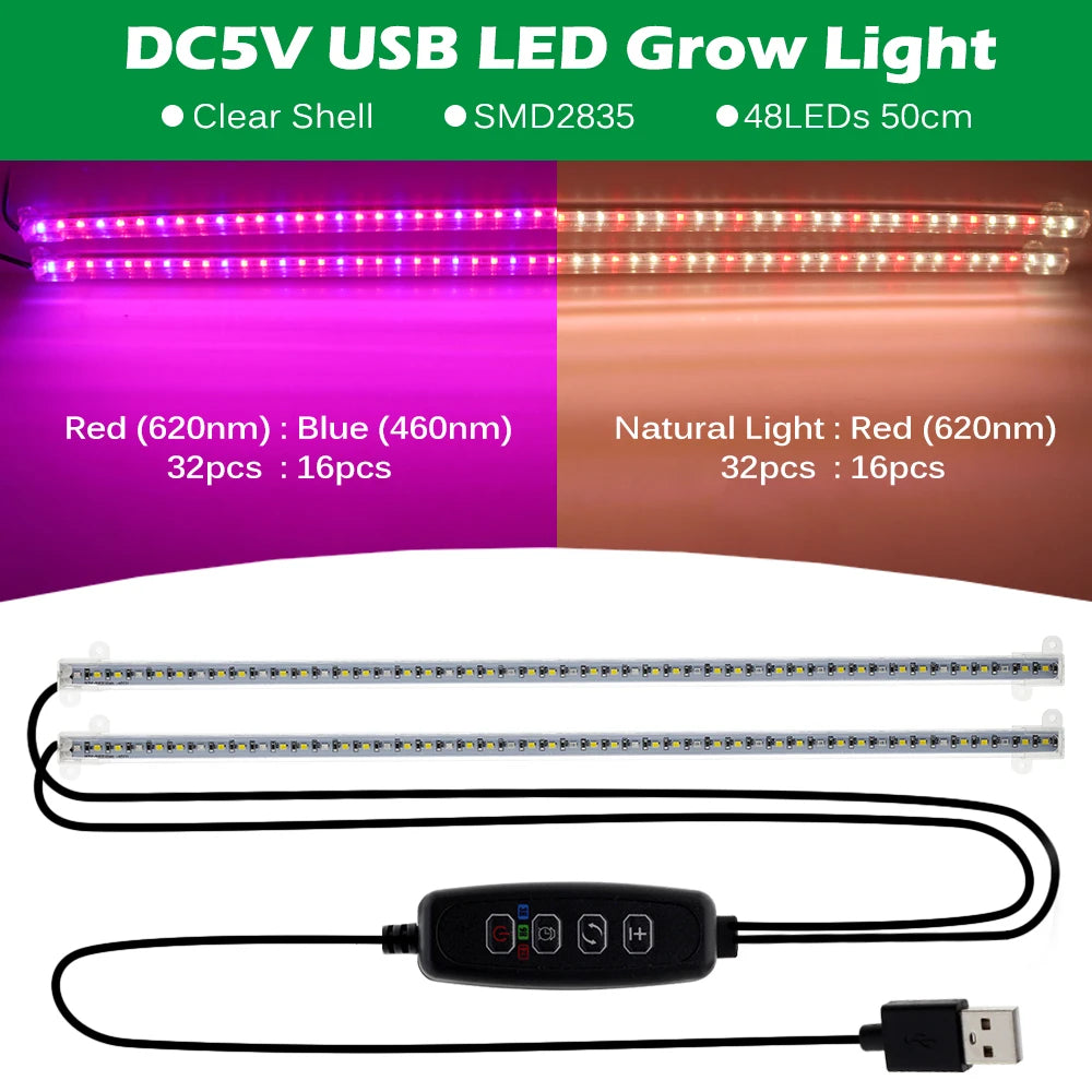 Grow Light Bar LED Phytolamp DC5V SMD2835 Plant lights USB