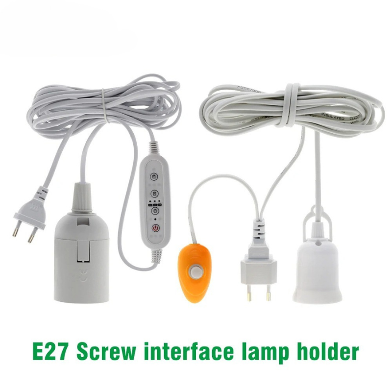 E27 Lamp Base for LED Grow Bulb with 2M 4M 5M Power Cord Button